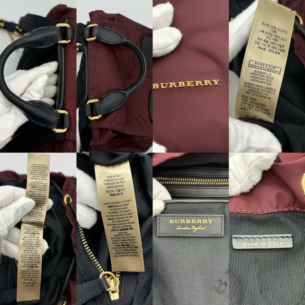 Authentic Burberry Burgundy nylon backpack - Picture 15 of 16